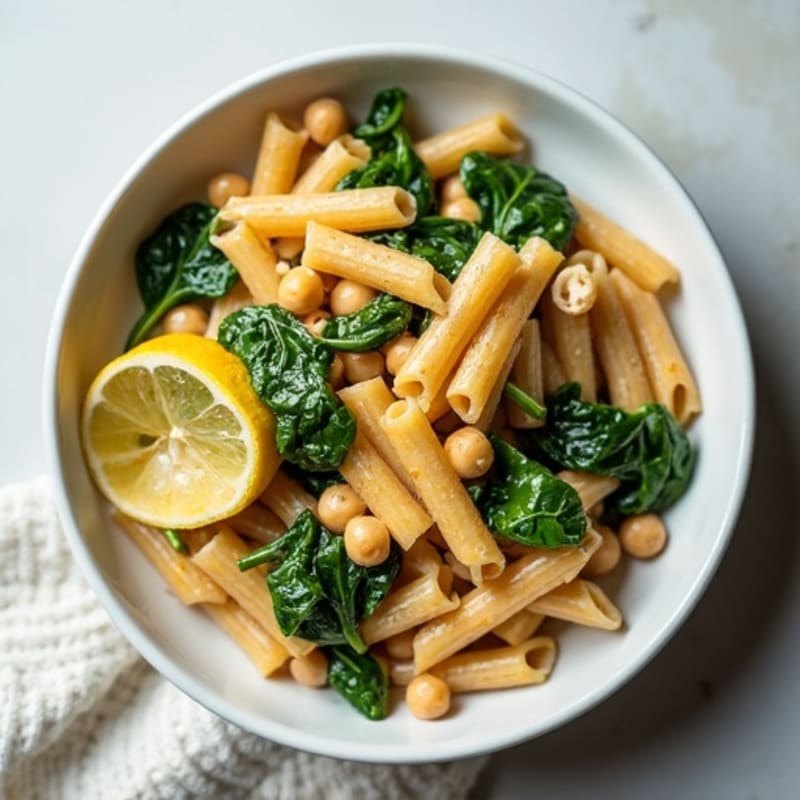 Creamy Cashew Whole Wheat Pasta with Fresh Spinach