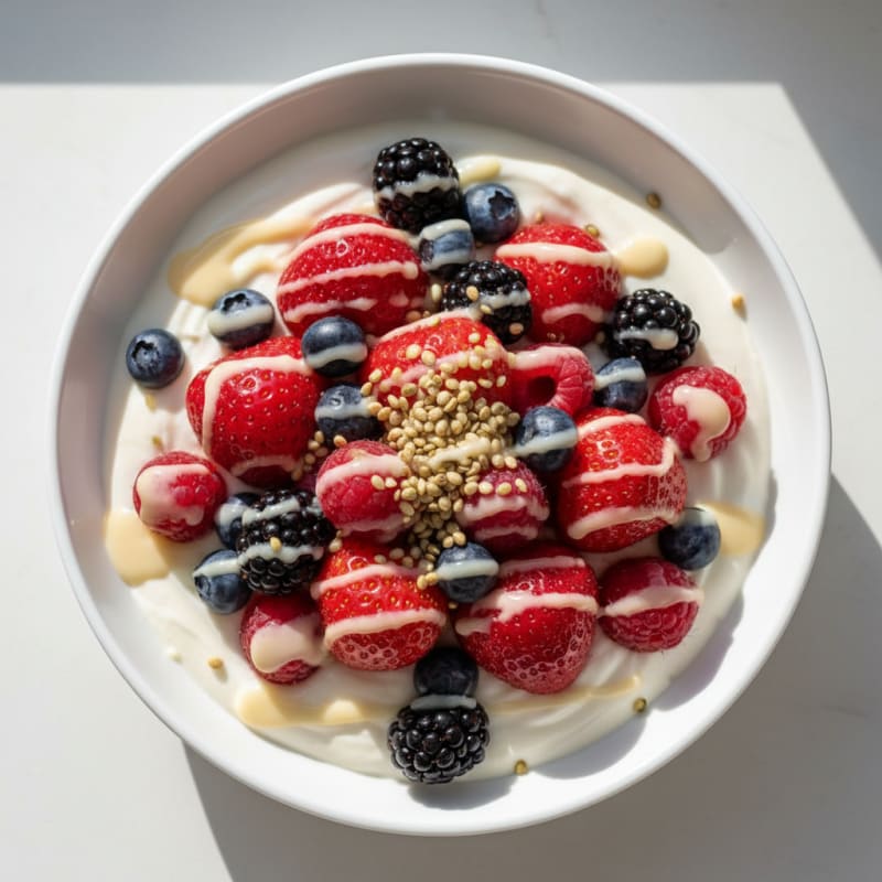 Creamy Greek Yogurt Protein Pudding with Mixed Berries
