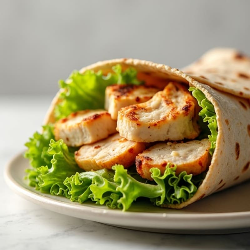 Grilled Chicken and Crispy Romaine Wrap with Creamy Garlic Parmesan Dressing