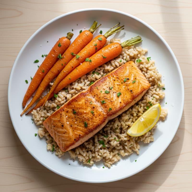 Pan-Seared Salmon with Roasted Carrots