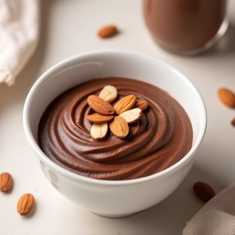 Silky Chocolate Protein Pudding with Sliced Almonds