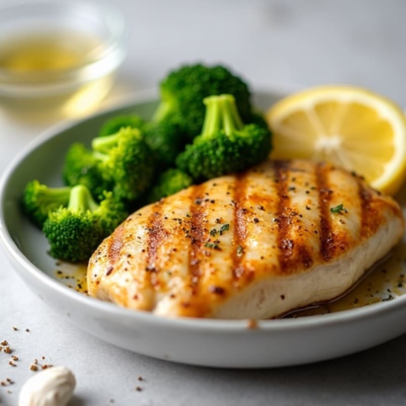 Grilled Lemon Chicken Breast with Steamed Broccoli