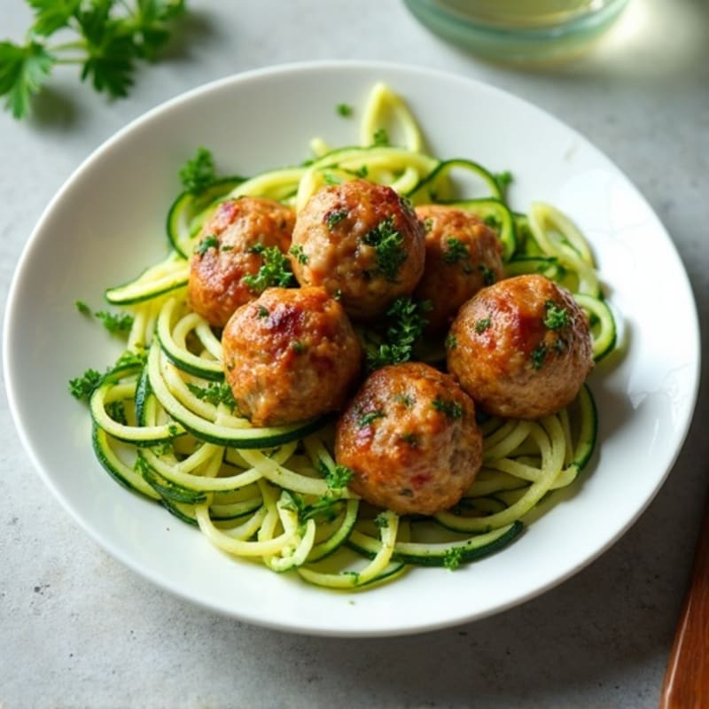 Herb-Garlic Turkey Meatballs with Zucchini Noodles