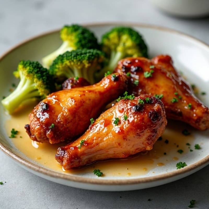 Sweet and Sticky Honey Chicken Wings with Roasted Broccoli