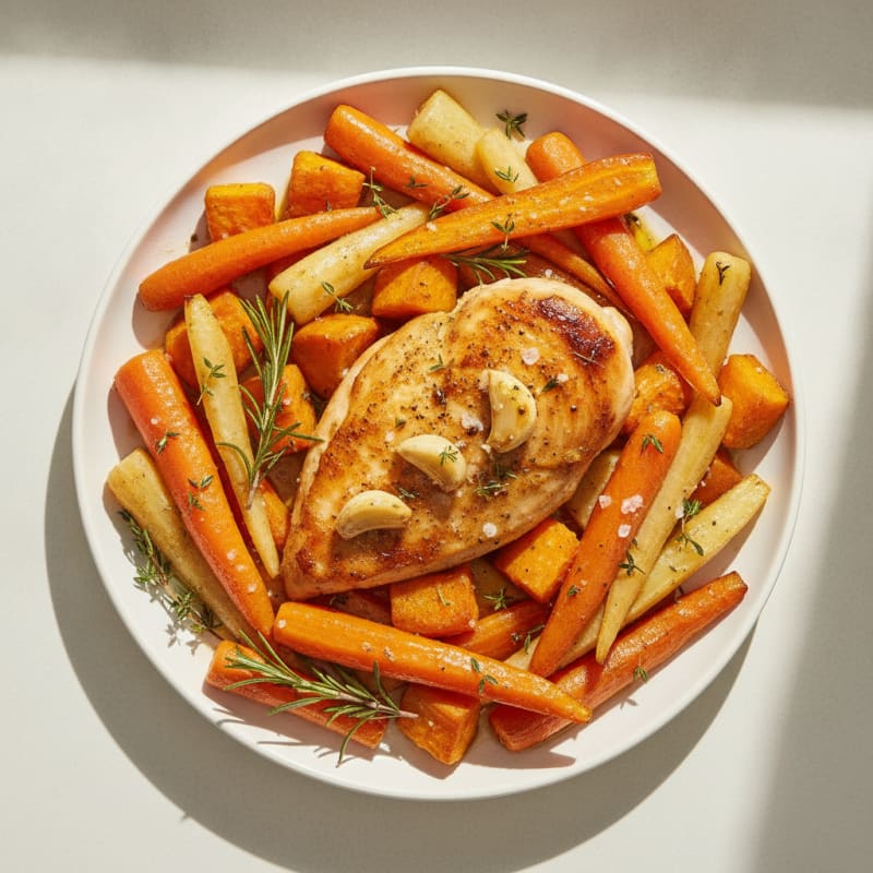 Garlic Herb Roasted Chicken with Root Vegetables