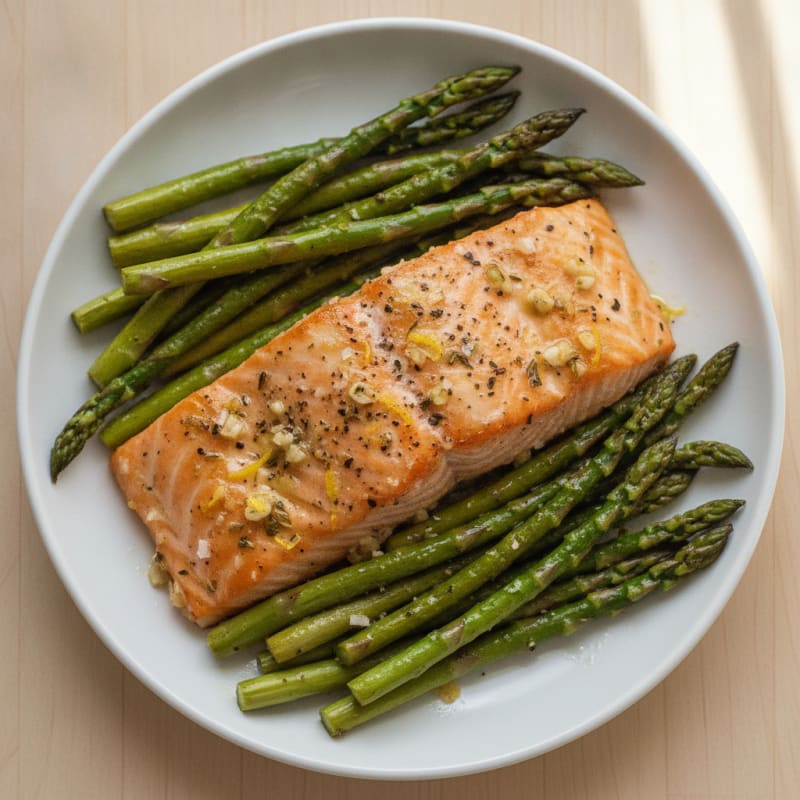 Lemon Herb Baked Salmon with Roasted Asparagus