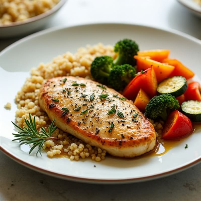 Herb-Crusted Pan Seared Chicken with Roasted Vegetables