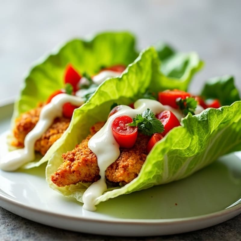 Crispy Buffalo Chicken Lettuce Wraps with Creamy Ranch Drizzle