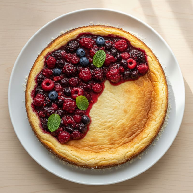 Greek Yogurt Protein Cheesecake with Mixed Berries