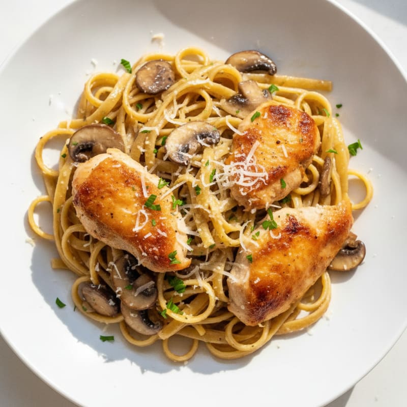 Truffle Mushroom Tagliatelle with Roasted Chicken