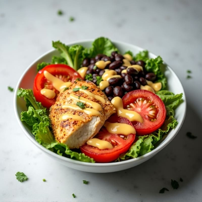 Fresh Chicken and Tomato Bowl with Queso Drizzle