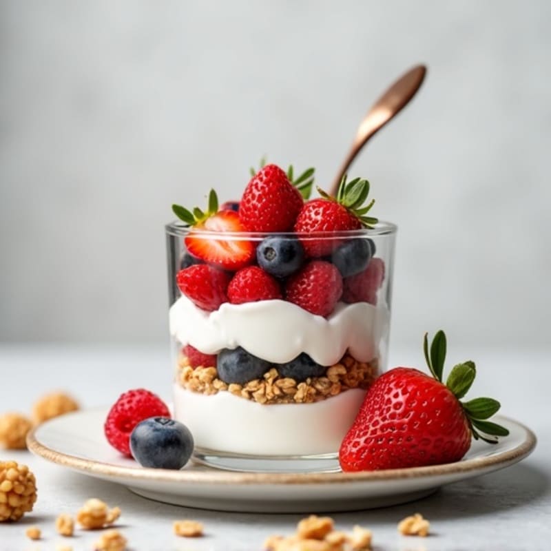 Creamy Greek Yogurt Parfait with Fresh Berries and Almond Granola