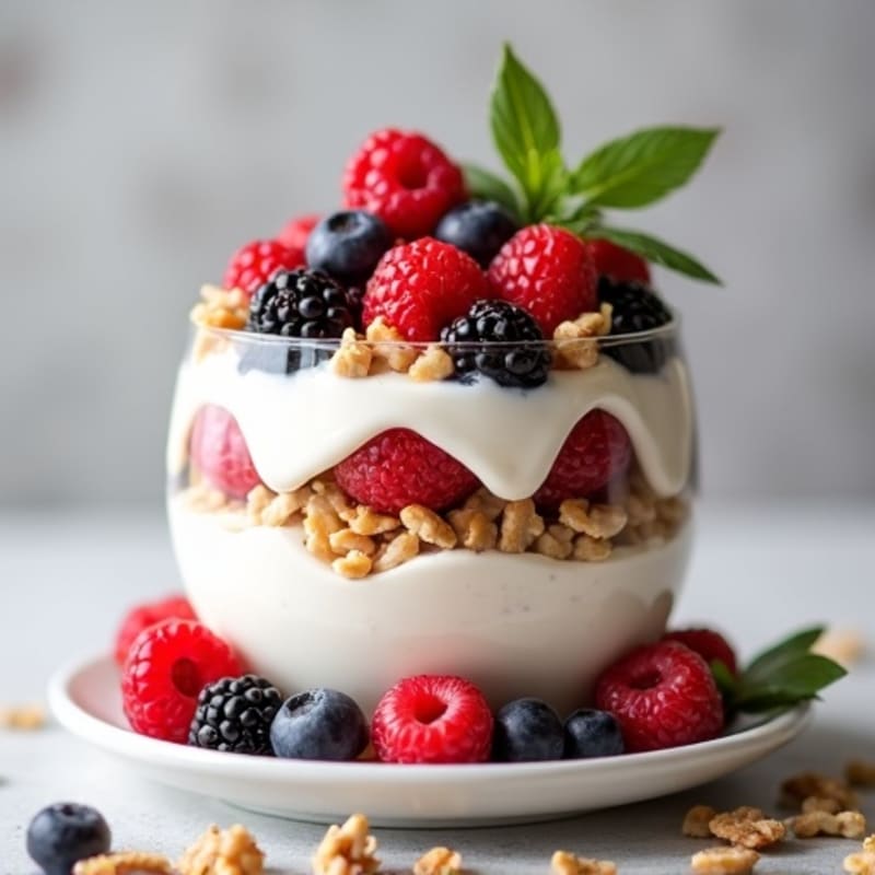 Greek Yogurt Protein Parfait with Mixed Berries