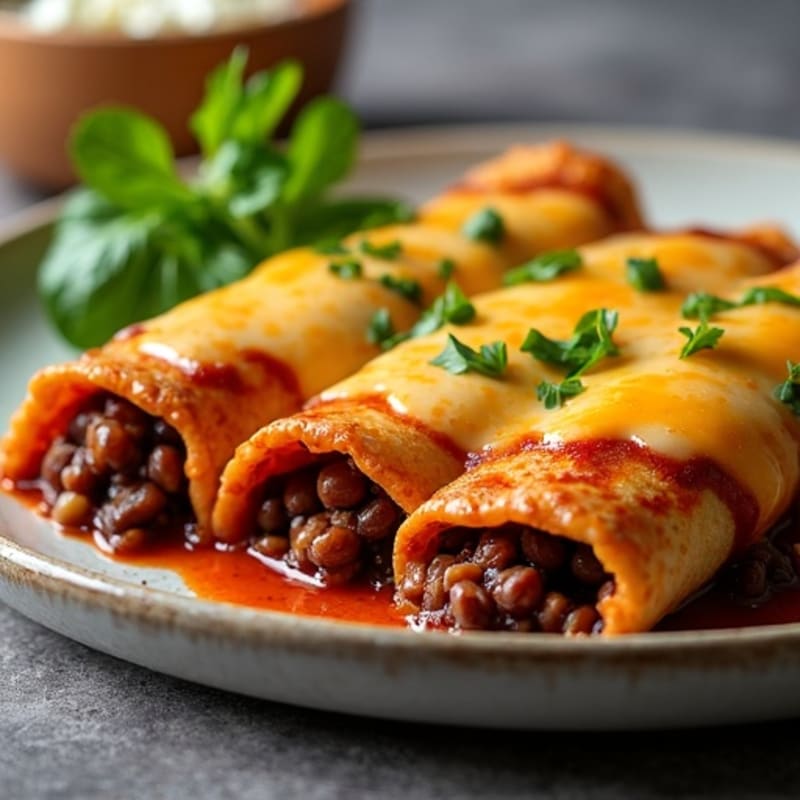 Black Bean and Ground Beef Enchiladas with Melted Cheese