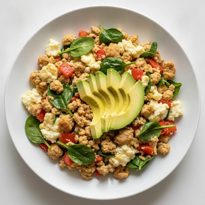 Egg White and Ground Turkey Veggie Scramble