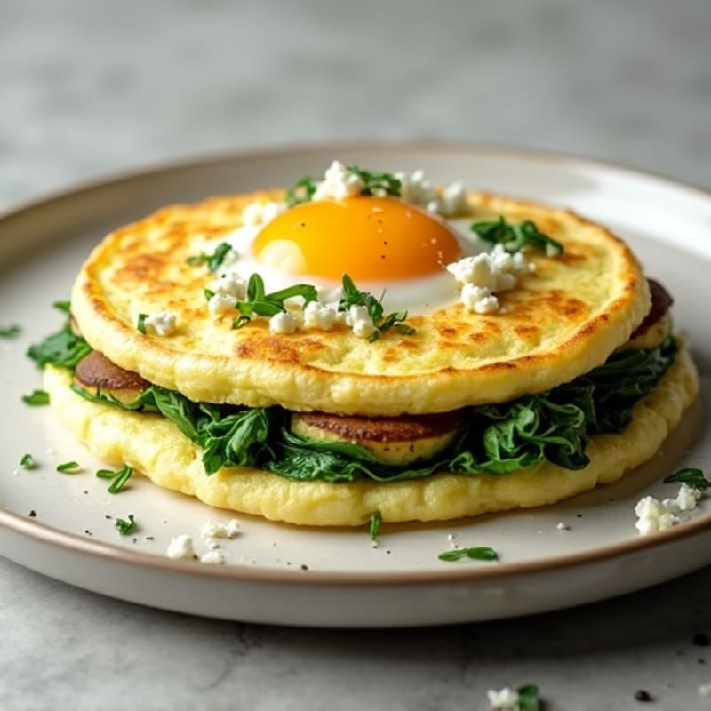 Fluffy Spinach Feta Egg White Omelet