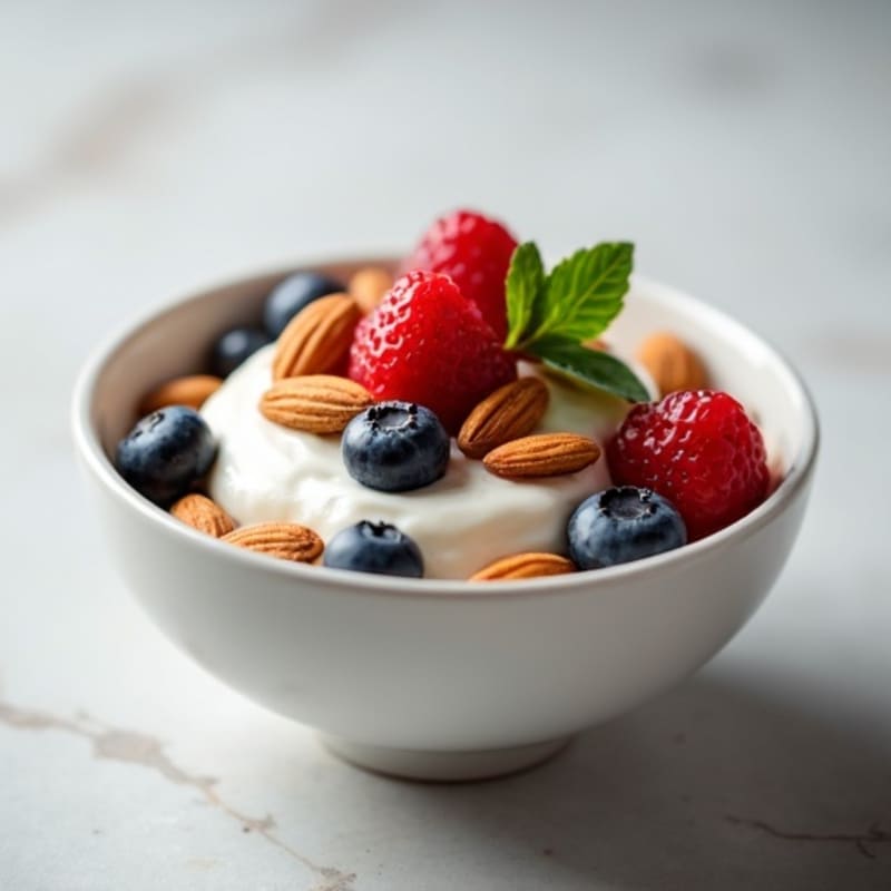Creamy Greek Yogurt Protein Bowl with Berries and Almonds