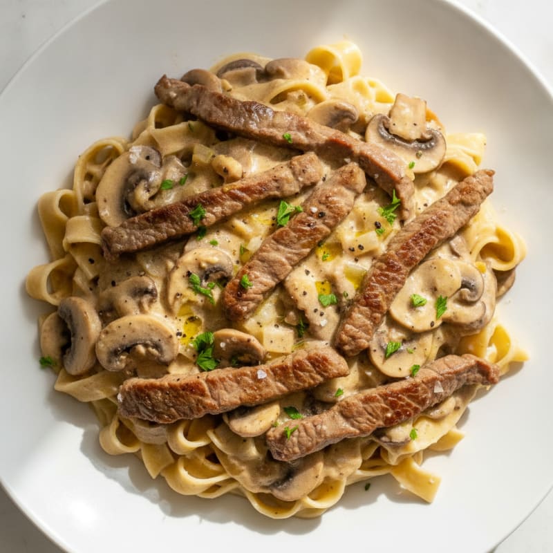 Classic Beef Stroganoff with Egg Noodles