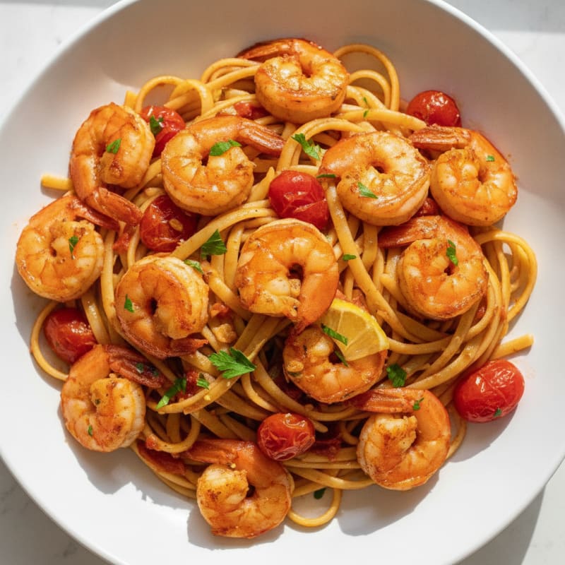 Spicy Calabrian Chili Shrimp Linguine