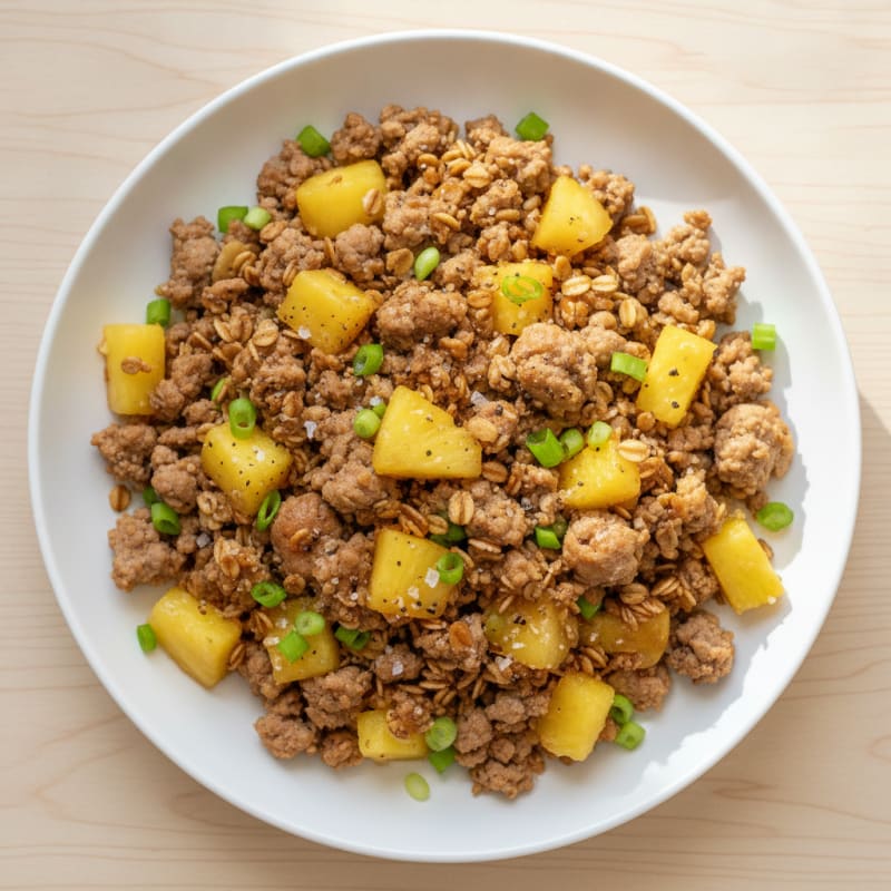 Ground Turkey and Oats Granola with Pineapple