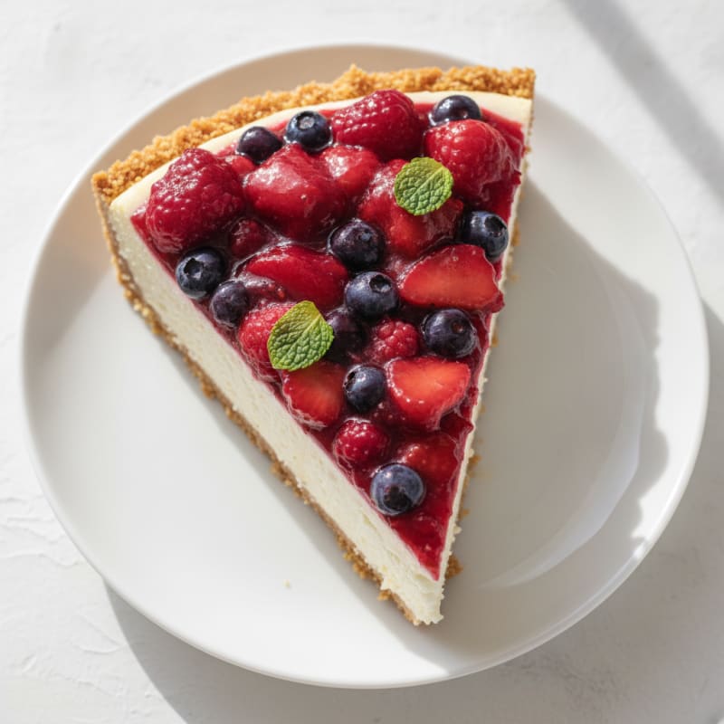 Greek Yogurt Protein Cheesecake with Mixed Berries