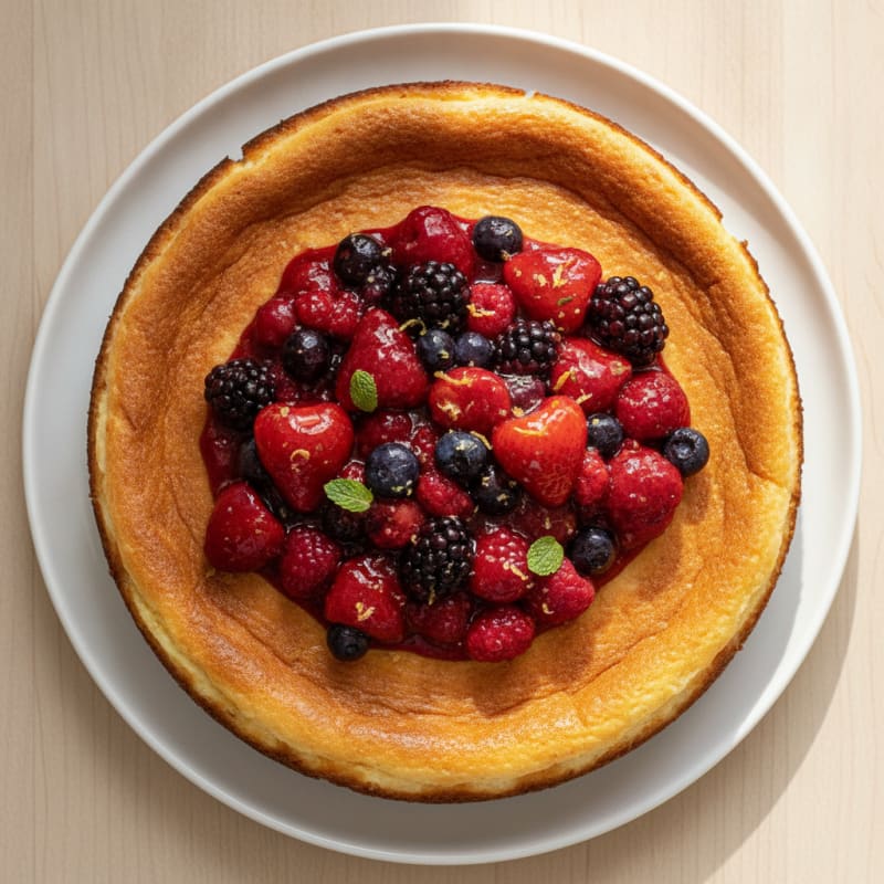 High-Protein Cheesecake with Greek Yogurt and Berry Compote