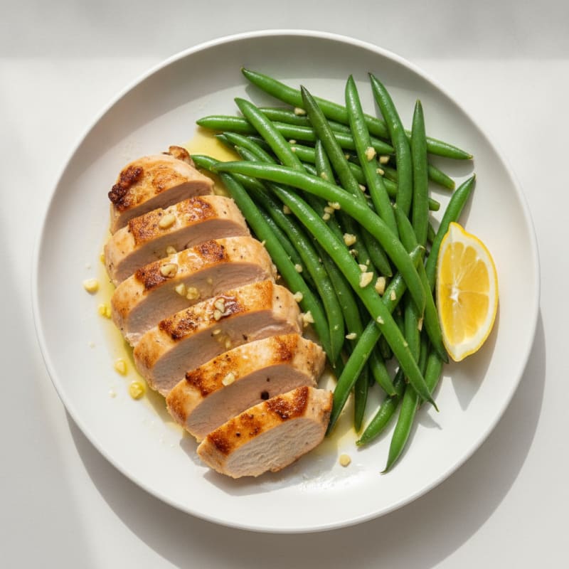 Seared Turkey Breast with Steamed Green Beans