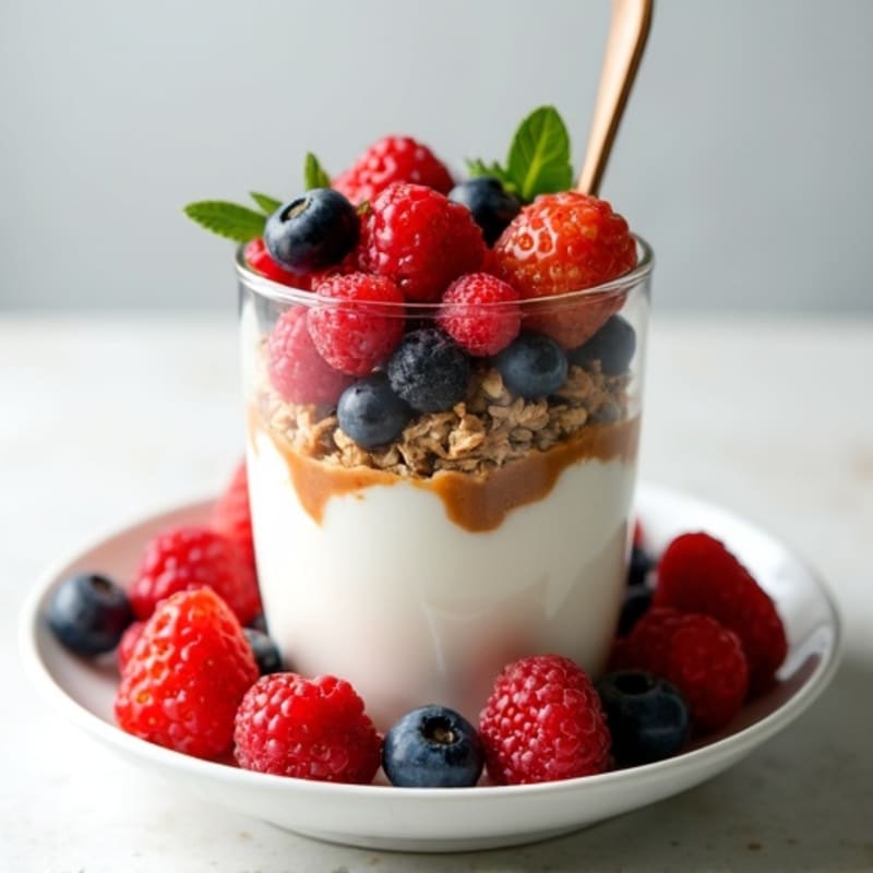 Greek Yogurt Parfait with Mixed Berries and Almond Butter