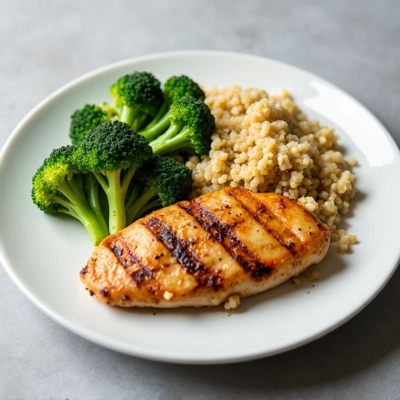 Grilled Chicken Breast with Quinoa and Steamed Broccoli