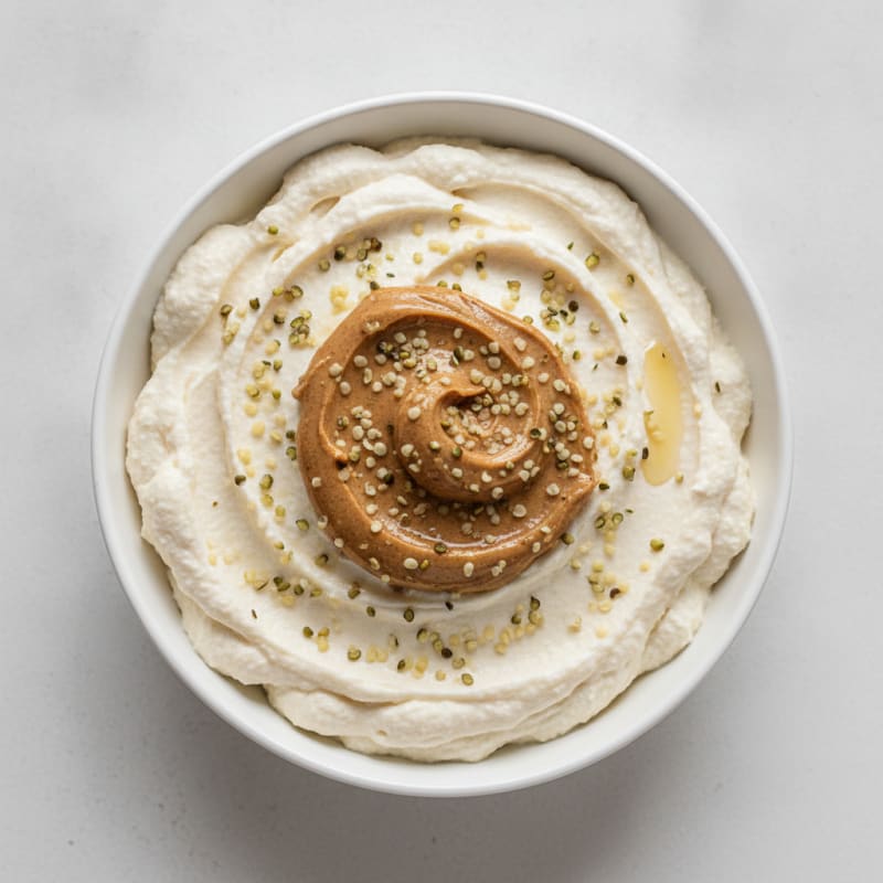 Creamy Vegan Protein Pudding with Almond Butter and Hemp Seeds