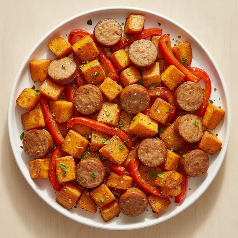 Roasted Sweet Potato and Sausage Sheet Pan