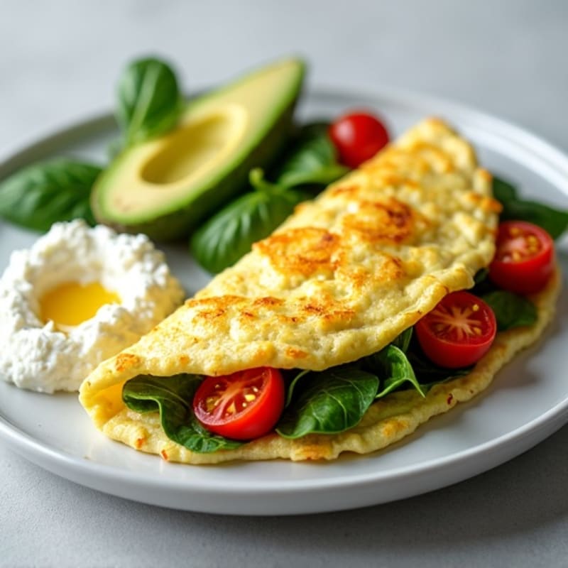 Egg White Spinach Omelet with Cottage Cheese