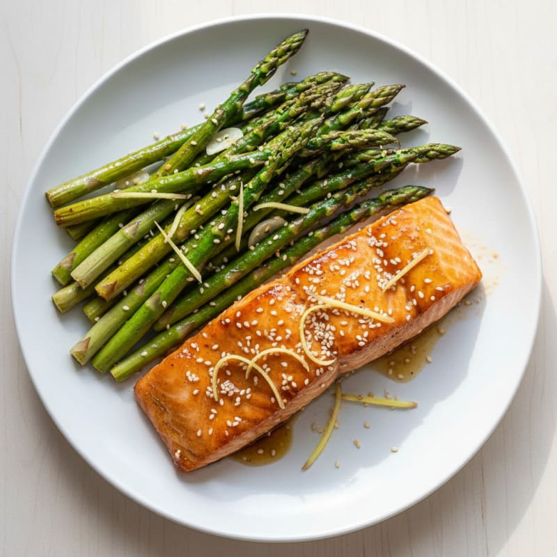 Golden Teriyaki-Glazed Salmon with Roasted Asparagus