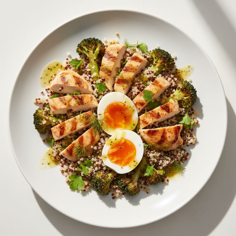 Grilled Chicken and Quinoa Salad with Roasted Broccoli