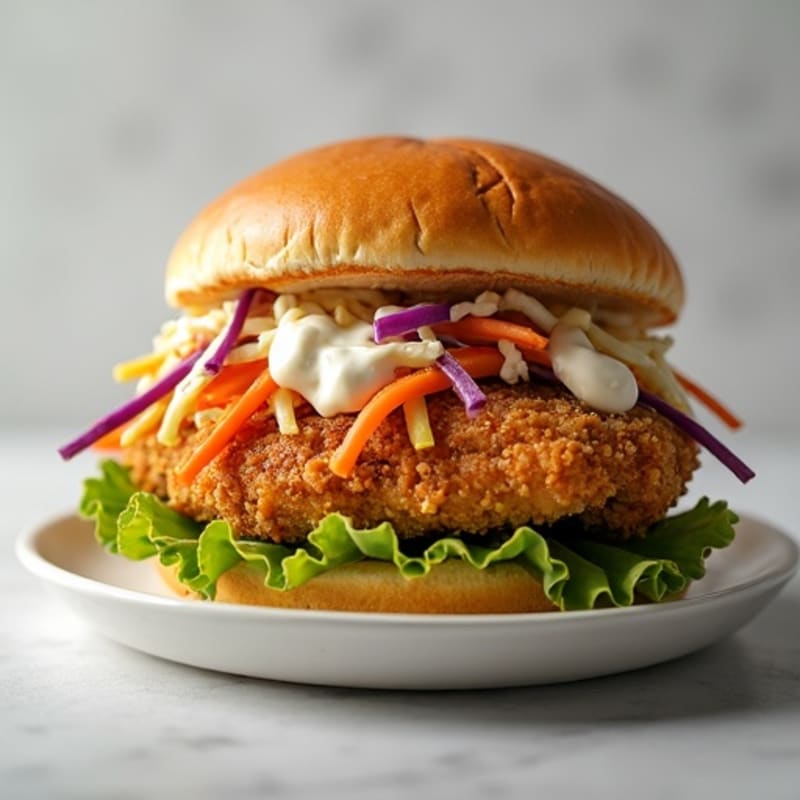 Crispy Air-Fried Chicken Sandwich with Fresh Slaw