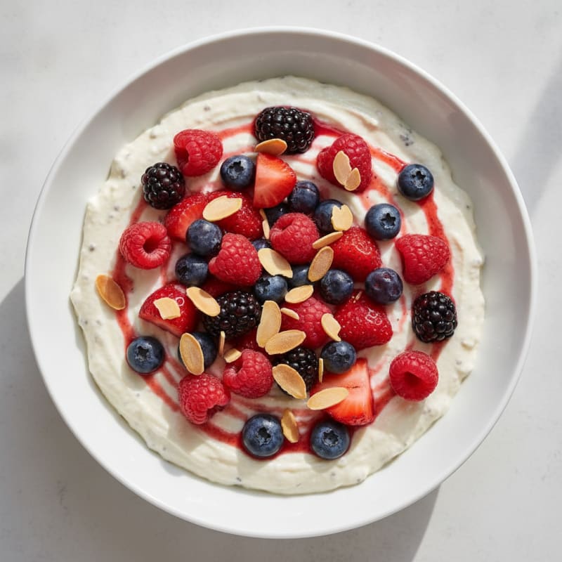 Greek Yogurt Protein Pudding with Mixed Berries