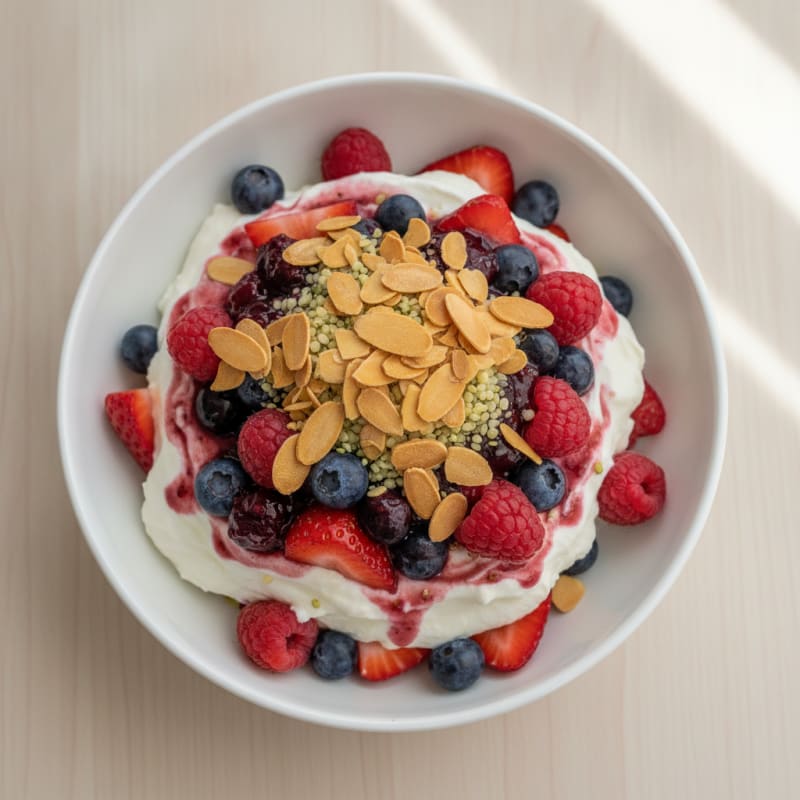 Greek Yogurt Parfait with Mixed Berries and Whey Protein