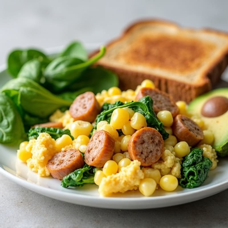 Egg White Scramble with Spinach and Turkey Sausage