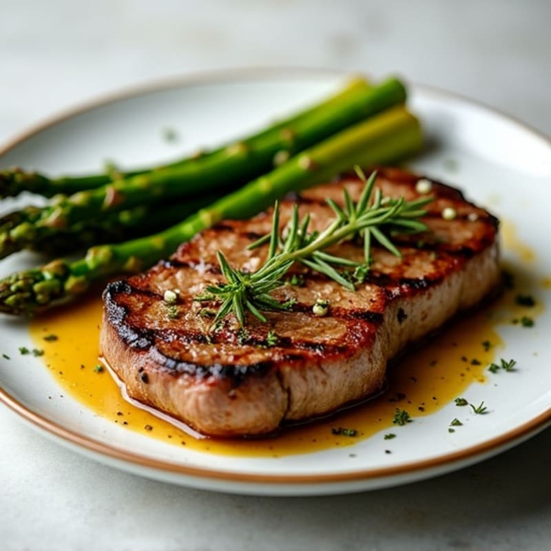 Garlic-Herb Pan-Seared Steak with Roasted Asparagus