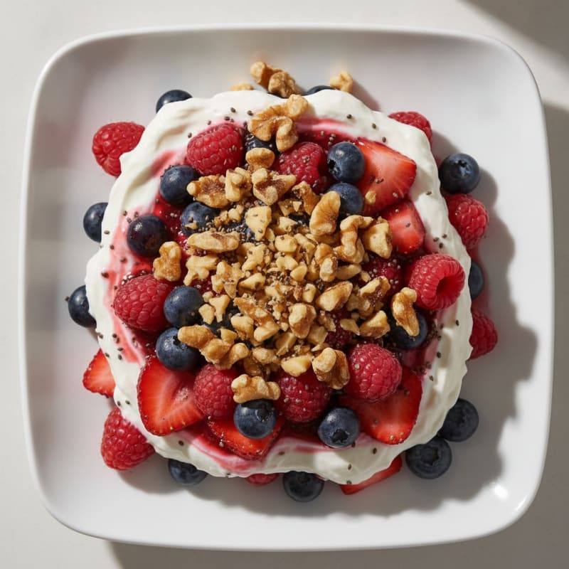 Silky Greek Yogurt Protein Parfait with Mixed Berries