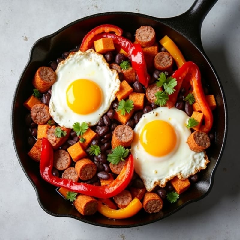 Crispy Sweet Potato and Bell Pepper Egg Skillet