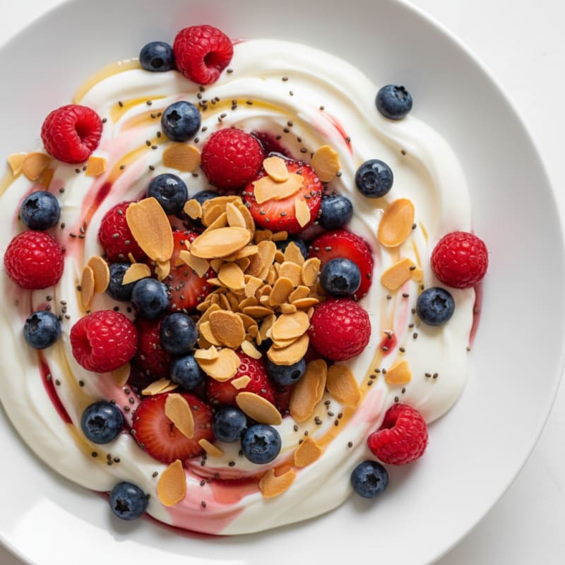 Greek Yogurt Protein Parfait with Berries and Almonds