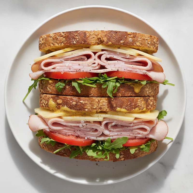 Stacked Turkey and Provolone Deli Sandwich