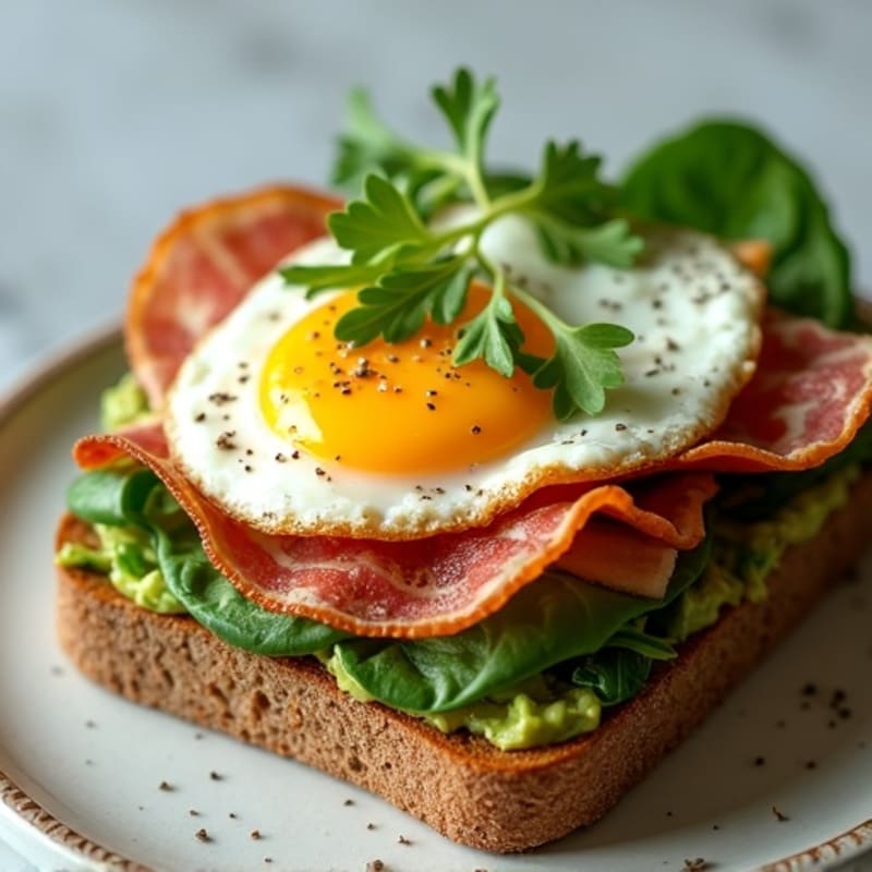 Creamy Avocado, Crispy Bacon, and Fresh Greens Sandwich