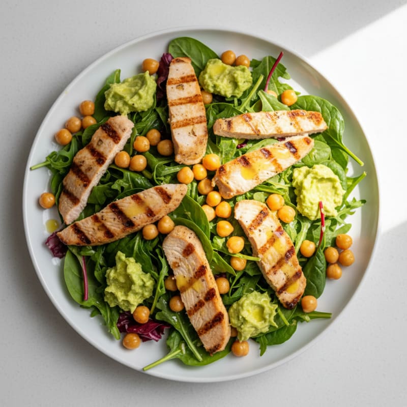 Grilled Turkey Breast Salad with Creamy Avocado and Chickpeas