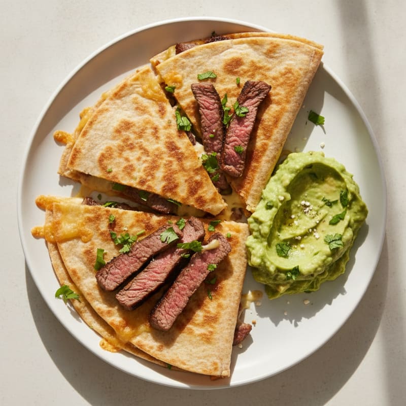 Carne Asada Quesadillas with Guacamole