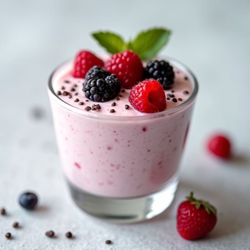 Greek Yogurt Protein Mousse with Mixed Berries