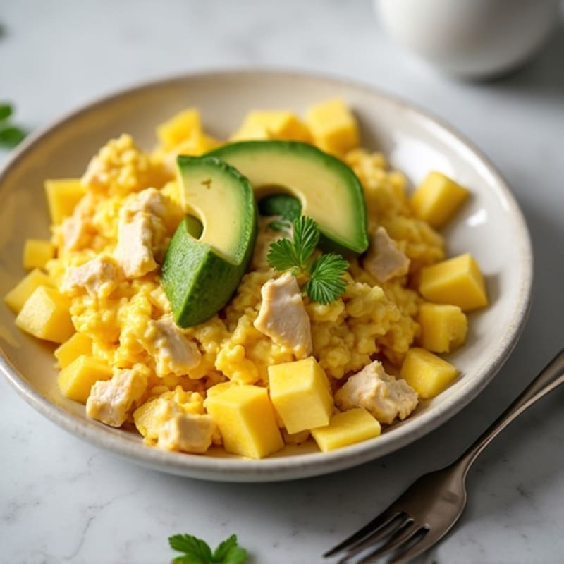 Scrambled Eggs with Turkey and Avocado