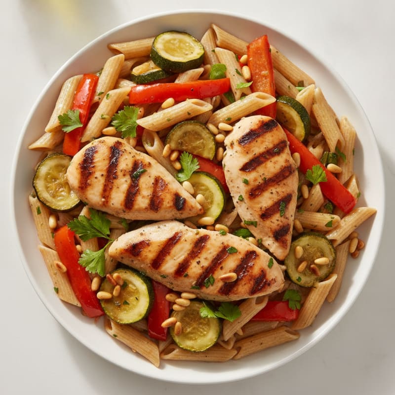Grilled Chicken and Roasted Vegetable Pasta Salad
