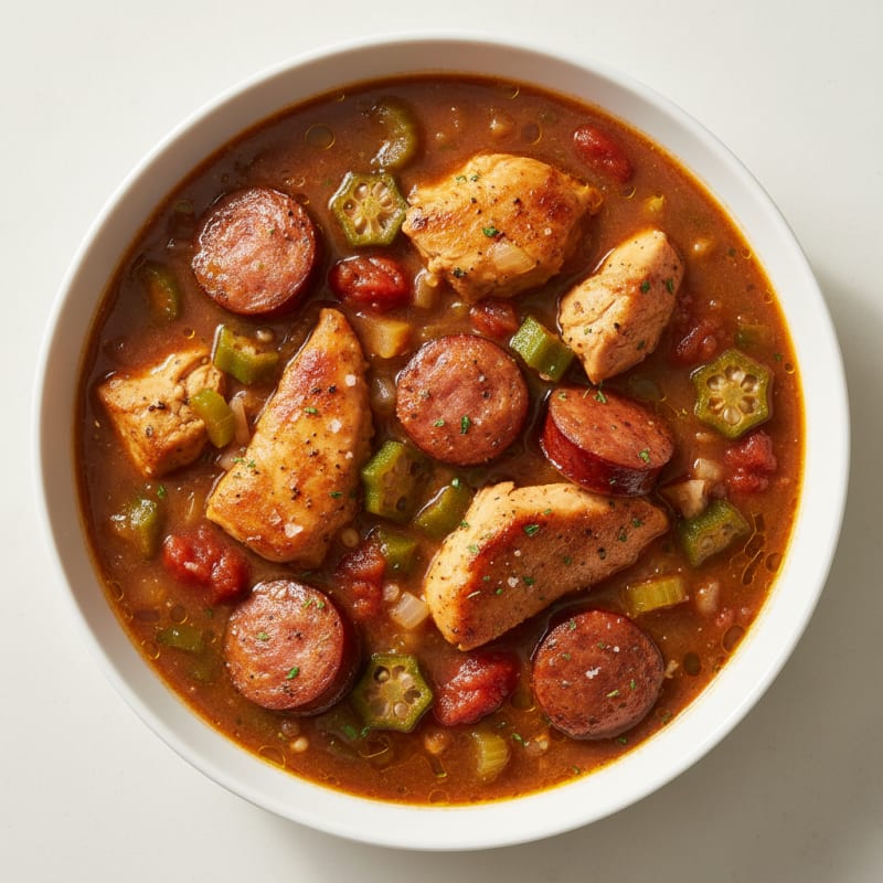 Smoky Creole Chicken and Sausage Gumbo